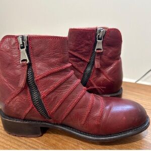 John Fluevog - Red Leather Ankle Boots